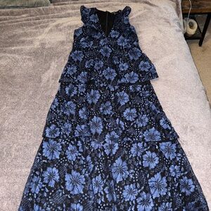 Elegant Blue Floral Dress